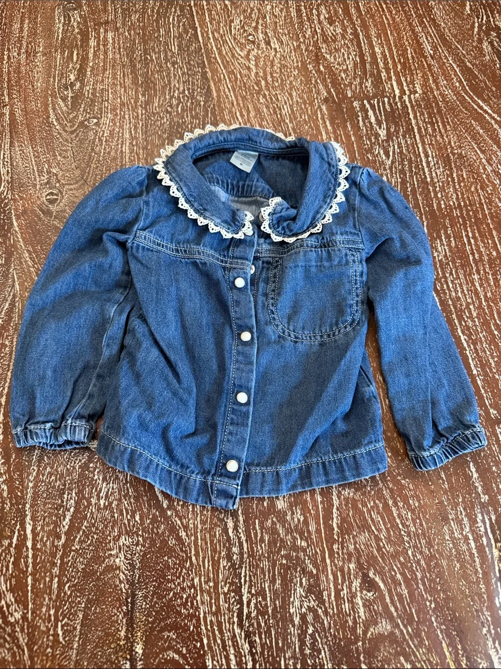 OshKosh B'gosh Blue Denim Jacket with Lace-Trim Collar